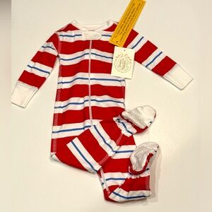 Beaufort Bonnet Pima Cotton Footed Sleeper 4–6M Zip Front Butt Flap NWT